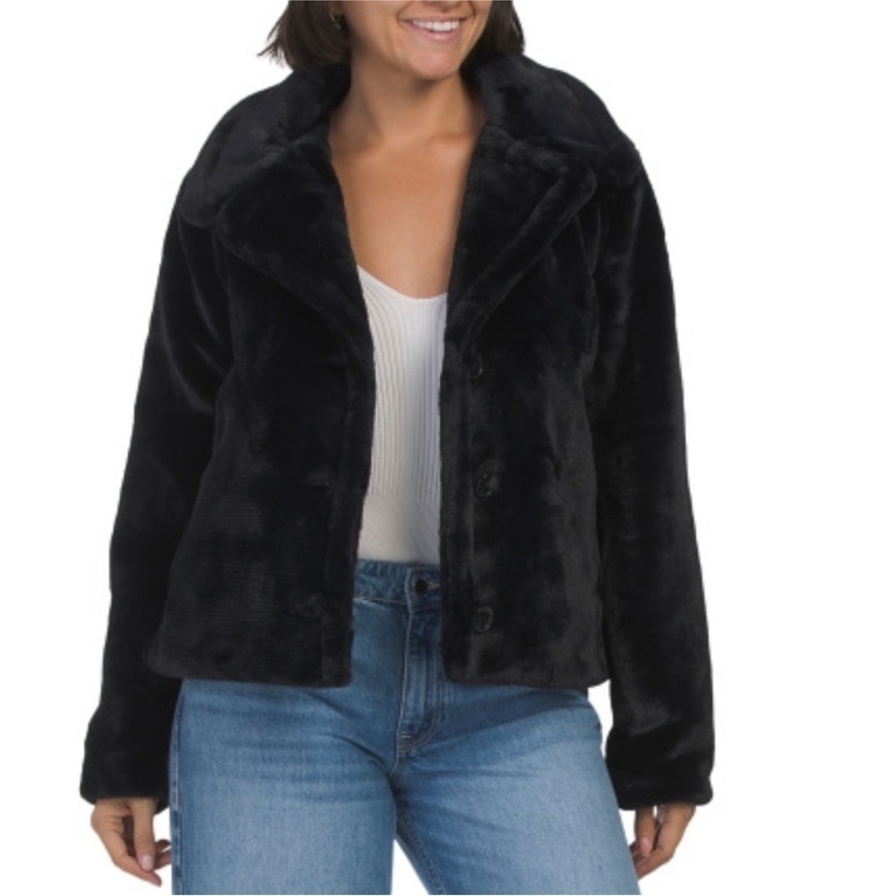 Bailey 44 black faux fur jacket sz lg